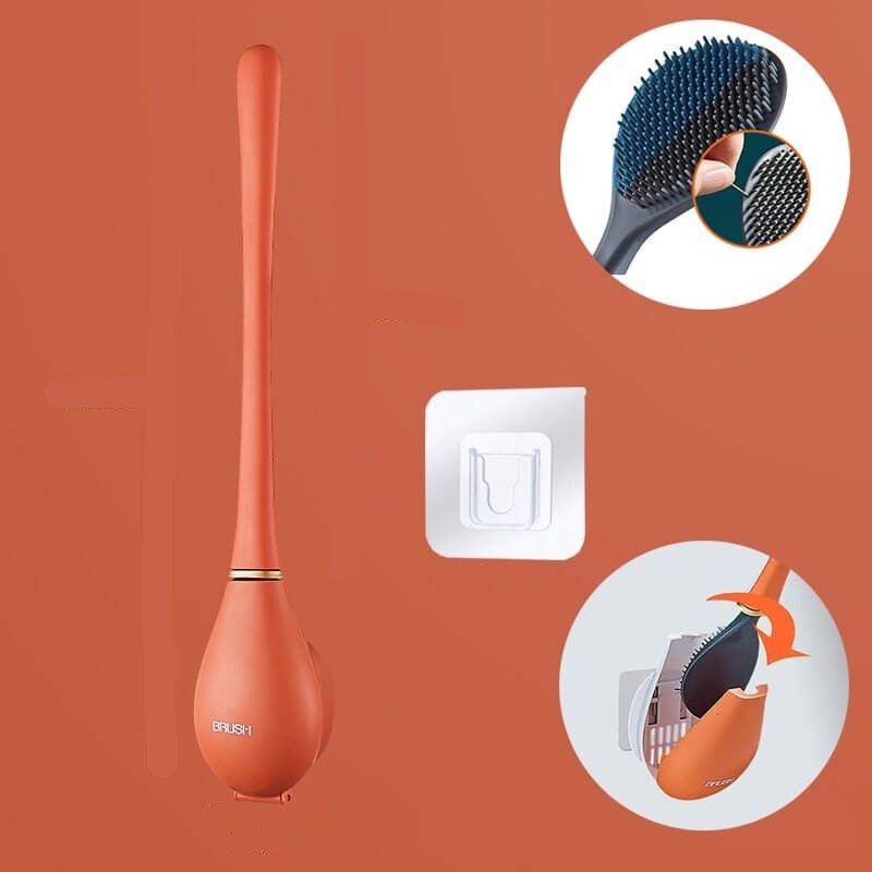 Wandmontierte Silikon Toilettenbürste mit Selbstklebender Halterung Flexiblen Borsten und Hygienischem Tropfschutz - Bolania
