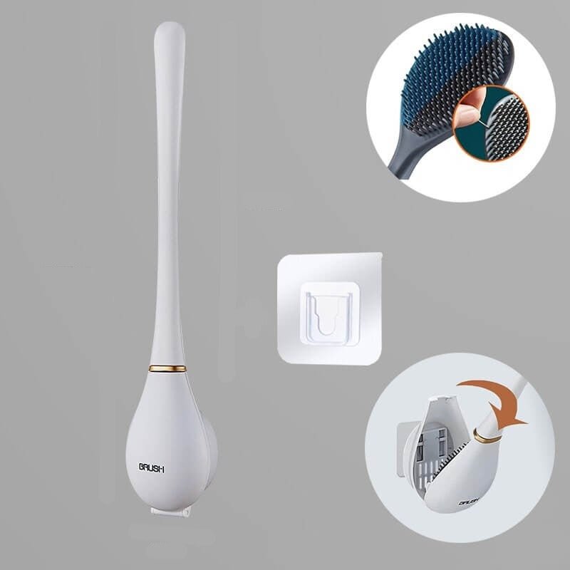Wandmontierte Silikon Toilettenbürste mit Selbstklebender Halterung Flexiblen Borsten und Hygienischem Tropfschutz - Bolania