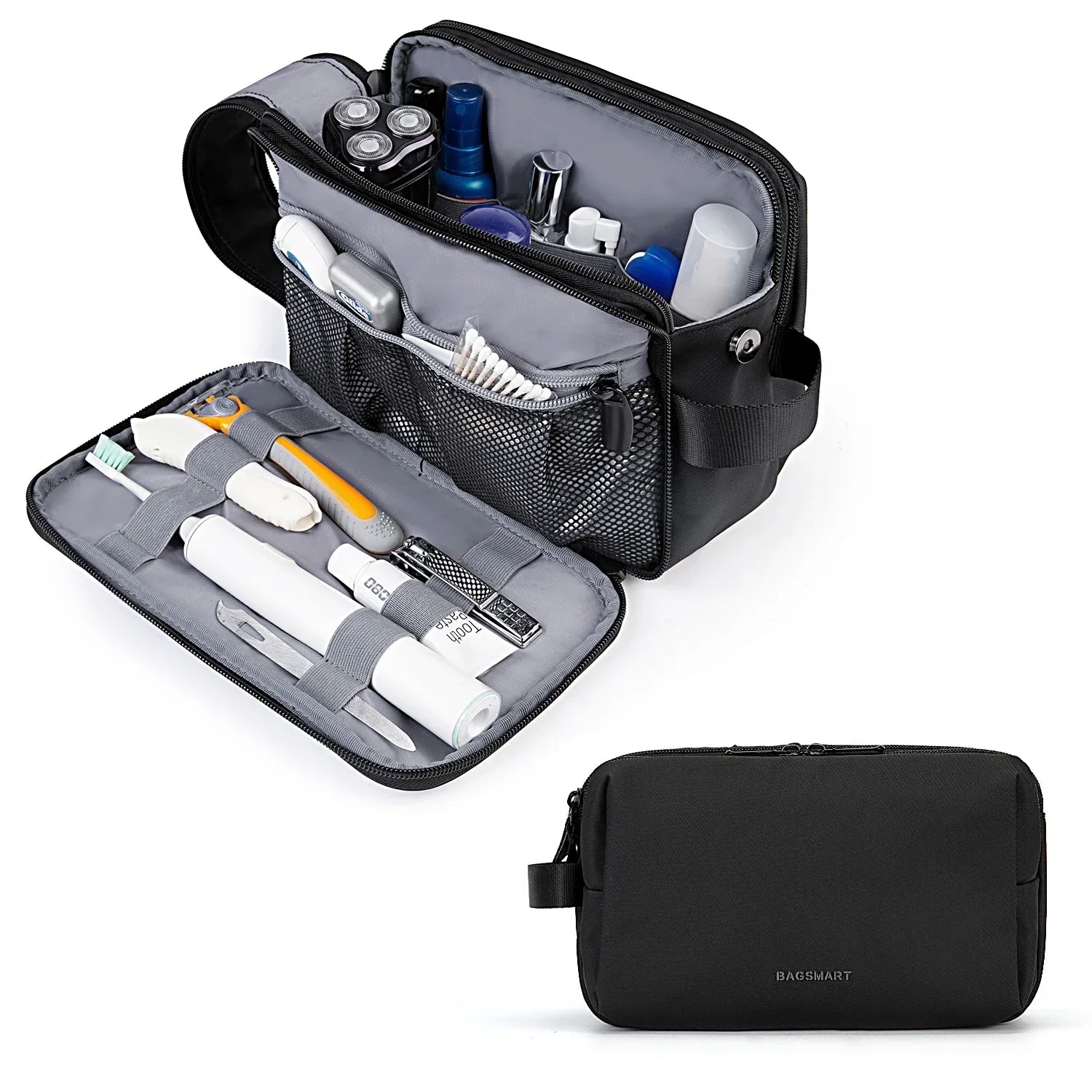 Wasserabweisende Kulturtasche aus Oxford - Gewebe mit Mehreren Innenfächern Mesh - Taschen und Gummi - Halterungen für Reise und Alltag - Bolania